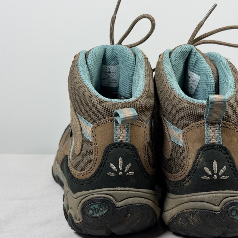 Oboz Bridger Mid B-DRY Waterproof Hiking Trail Boots Brown Teal Womens Size 8 - Picture 10 of 16